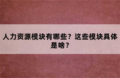 人力资源模块有哪些？这些模块具体是啥？