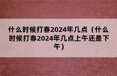 什么时候打春2024年几点（什么时候打春2024年几点上午还是下午）