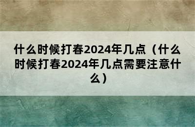 什么时候打春2024年几点（什么时候打春2024年几点需要注意什么）