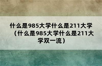 什么是985大学什么是211大学（什么是985大学什么是211大学双一流）