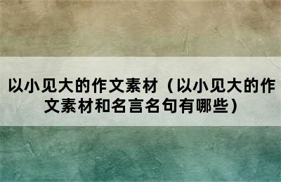 以小见大的作文素材（以小见大的作文素材和名言名句有哪些）