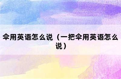 伞用英语怎么说（一把伞用英语怎么说）