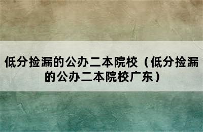 低分捡漏的公办二本院校（低分捡漏的公办二本院校广东）