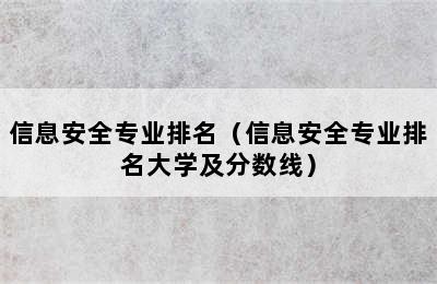 信息安全专业排名（信息安全专业排名大学及分数线）