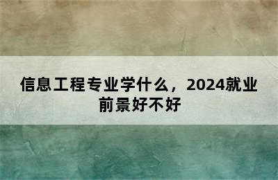 信息工程专业学什么，2024就业前景好不好