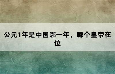 公元1年是中国哪一年，哪个皇帝在位