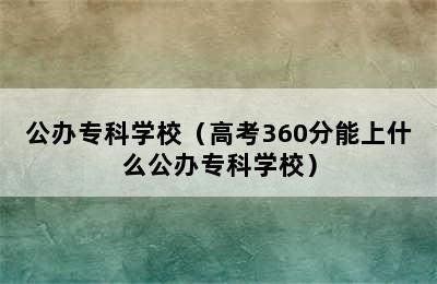 公办专科学校（高考360分能上什么公办专科学校）