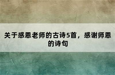 关于感恩老师的古诗5首，感谢师恩的诗句