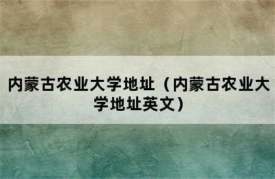 内蒙古农业大学地址（内蒙古农业大学地址英文）