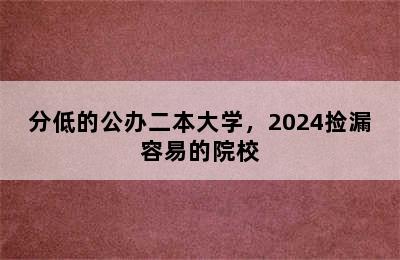 分低的公办二本大学，2024捡漏容易的院校