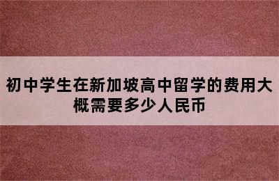 初中学生在新加坡高中留学的费用大概需要多少人民币