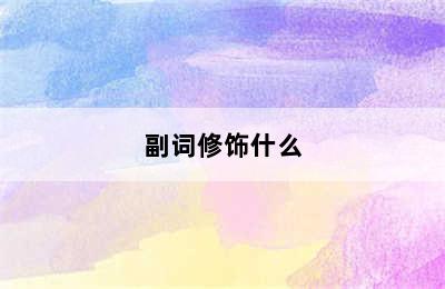 副词修饰什么