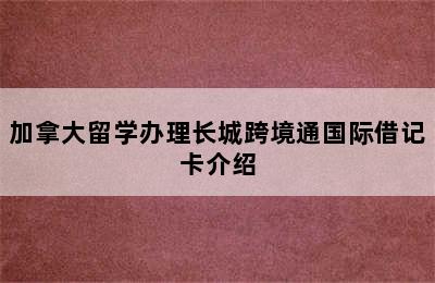 加拿大留学办理长城跨境通国际借记卡介绍