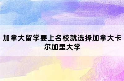 加拿大留学要上名校就选择加拿大卡尔加里大学