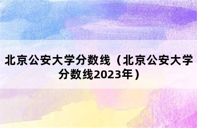 北京公安大学分数线（北京公安大学分数线2023年）