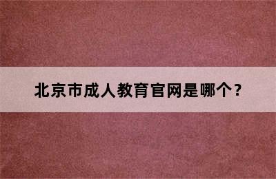 北京市成人教育官网是哪个？