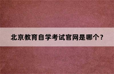 北京教育自学考试官网是哪个？