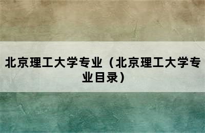 北京理工大学专业（北京理工大学专业目录）