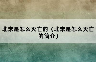 北宋是怎么灭亡的（北宋是怎么灭亡的简介）