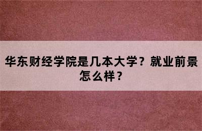 华东财经学院是几本大学？就业前景怎么样？