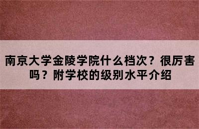 南京大学金陵学院什么档次？很厉害吗？附学校的级别水平介绍