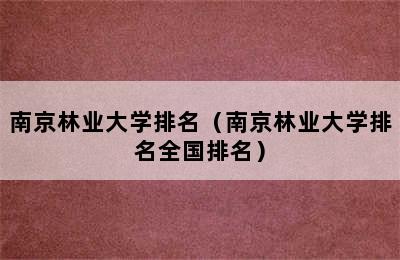 南京林业大学排名（南京林业大学排名全国排名）