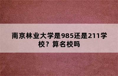 南京林业大学是985还是211学校？算名校吗