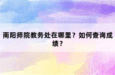 南阳师院教务处在哪里？如何查询成绩？