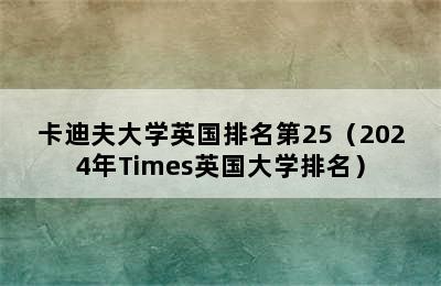 卡迪夫大学英国排名第25（2024年Times英国大学排名）