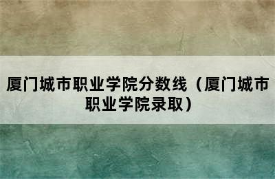 厦门城市职业学院分数线（厦门城市职业学院录取）