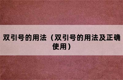 双引号的用法（双引号的用法及正确使用）