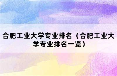 合肥工业大学专业排名（合肥工业大学专业排名一览）