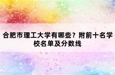 合肥市理工大学有哪些？附前十名学校名单及分数线