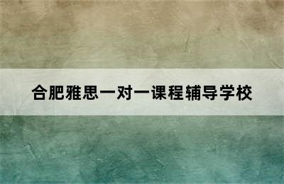 合肥雅思一对一课程辅导学校