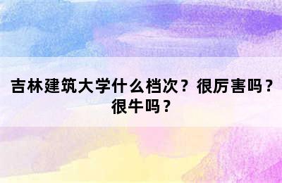 吉林建筑大学什么档次？很厉害吗？很牛吗？