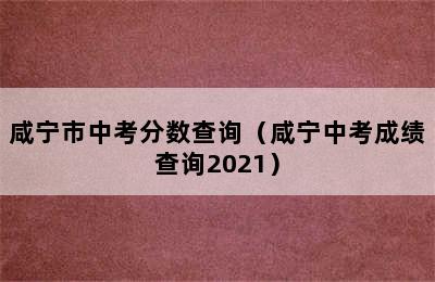 咸宁市中考分数查询（咸宁中考成绩查询2021）