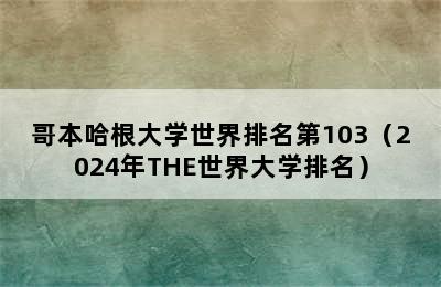 哥本哈根大学世界排名第103（2024年THE世界大学排名）