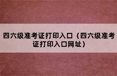 四六级准考证打印入口（四六级准考证打印入口网址）