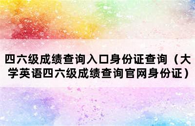 四六级成绩查询入口身份证查询（大学英语四六级成绩查询官网身份证）