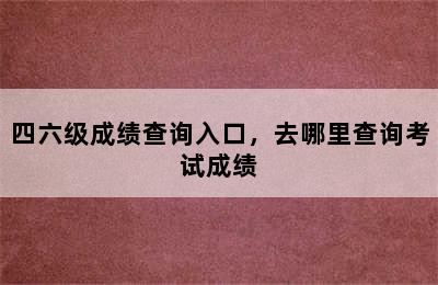 四六级成绩查询入口，去哪里查询考试成绩