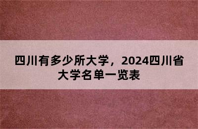 四川有多少所大学，2024四川省大学名单一览表