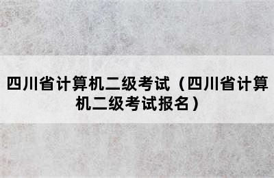 四川省计算机二级考试（四川省计算机二级考试报名）