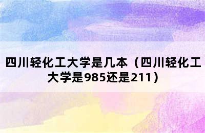 四川轻化工大学是几本（四川轻化工大学是985还是211）