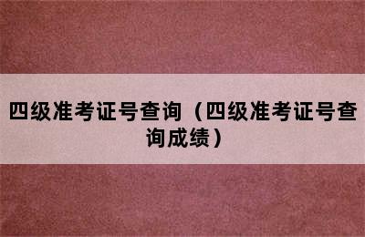 四级准考证号查询（四级准考证号查询成绩）