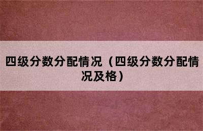 四级分数分配情况（四级分数分配情况及格）