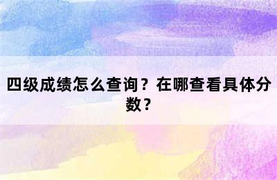 四级成绩怎么查询？在哪查看具体分数？