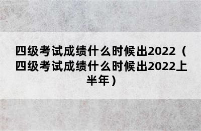 四级考试成绩什么时候出2022（四级考试成绩什么时候出2022上半年）