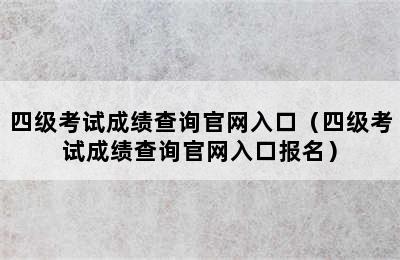 四级考试成绩查询官网入口（四级考试成绩查询官网入口报名）