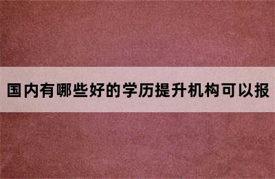 国内有哪些好的学历提升机构可以报