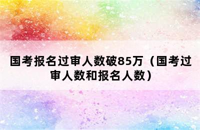 国考报名过审人数破85万（国考过审人数和报名人数）